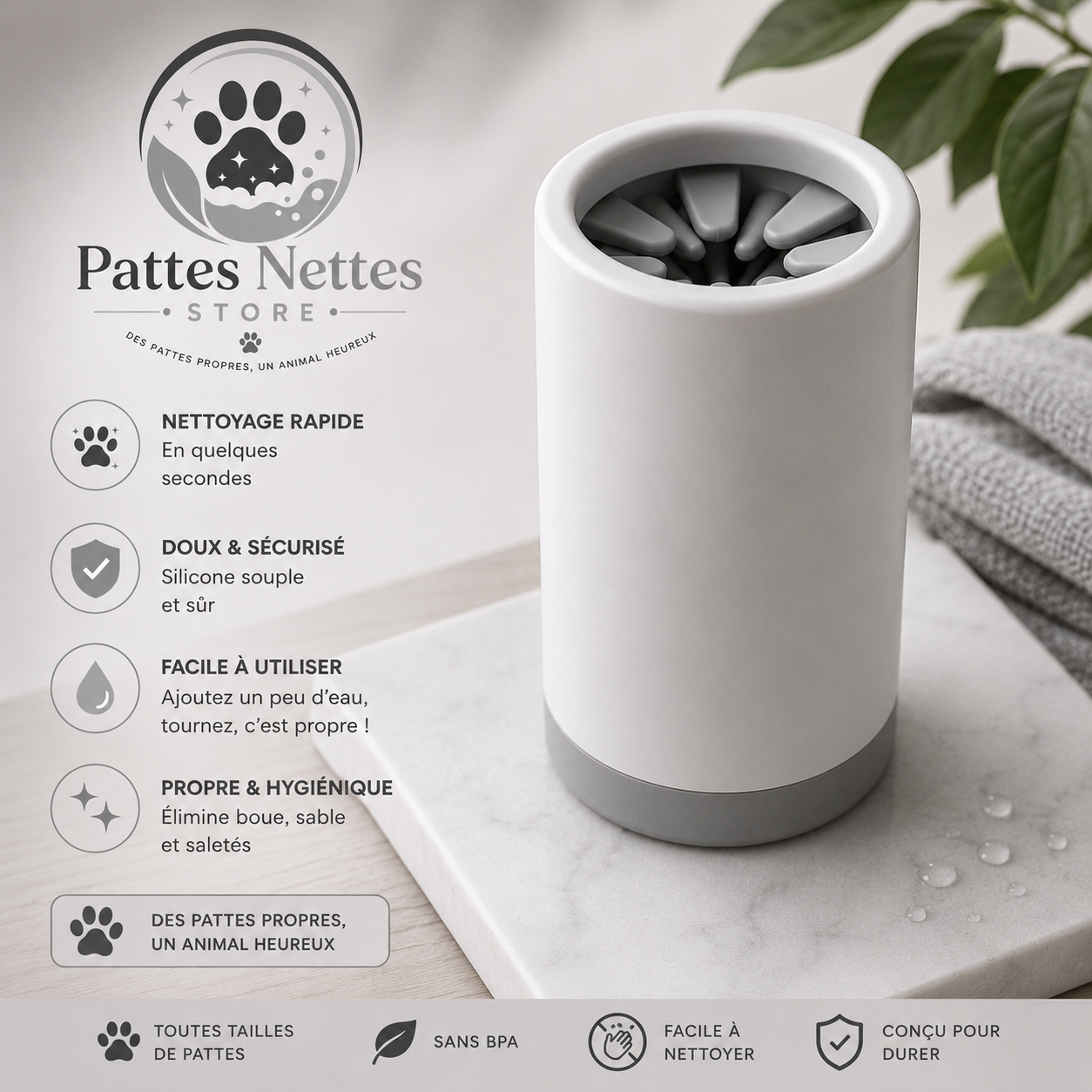 Gobelet Nettoyeur de Pattes pour Chien - Nettoyeur Rapide et Sans Salissures