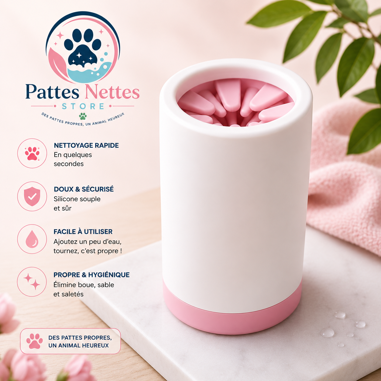 Gobelet Nettoyeur de Pattes pour Chien - Nettoyeur Rapide et Sans Salissures