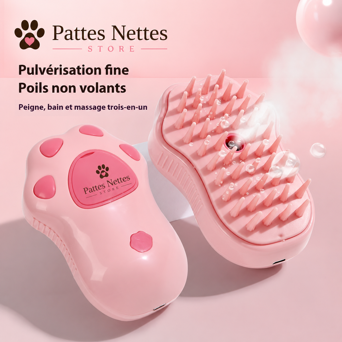 Brosse à vapeur 3 en 1 - Chiens & Chats